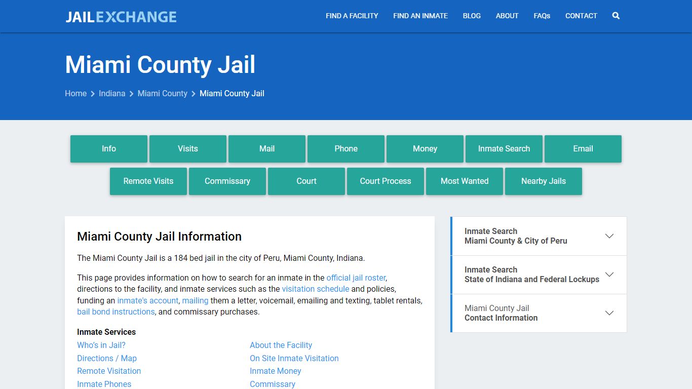Miami County Jail, IN Inmate Search, Information
