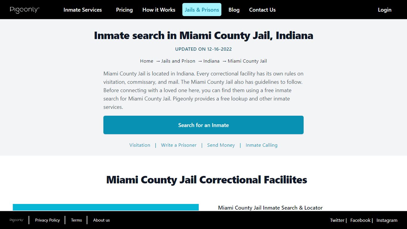Inmate Search Miami County Jail, Indiana | Pigeonly